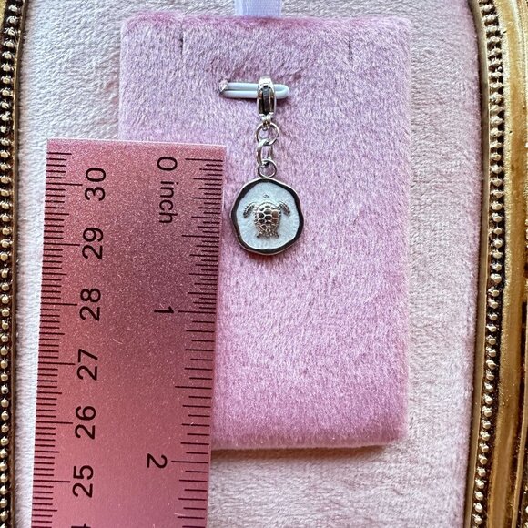 Sea Turtle Charm Pendant Stainless Steel With Lobster Claw Clasp & White Epoxy - Picture 3 of 12